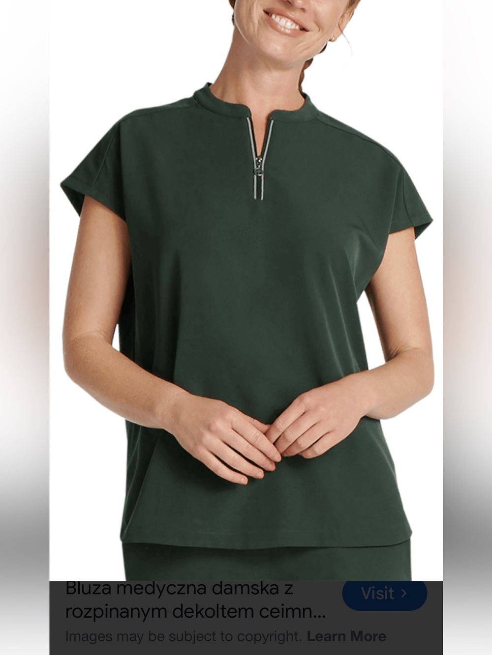 Healing Hands Olive Green Short Sleeve Zip